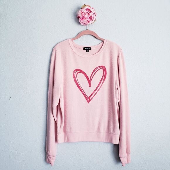Wildfox Sweaters - Wildfox Pink and Red‎ Sketchy Heart Sweatshirt